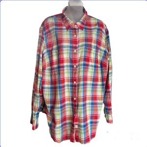 Lauren Ralph Lauren Plaid Button-Up Shirt Women’s 2X Cotton Long Sleeve